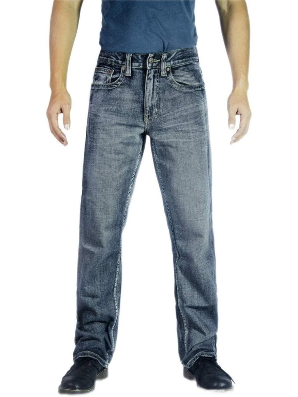 Stylish Men's Bootcut Blue Jeans | Regular Fit Work Pants for Everyday Wear